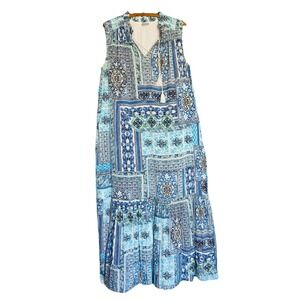 CHICO'S 1 Womens Dress Maxi 8/10 pockets Beachy Coastal Resort Cruise‎ Festival
